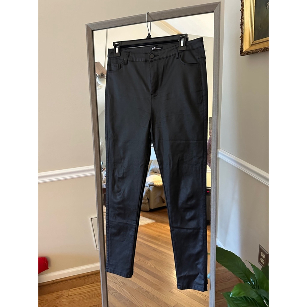 Apperloth Women's Faux Leather Pants Black Size 2XL